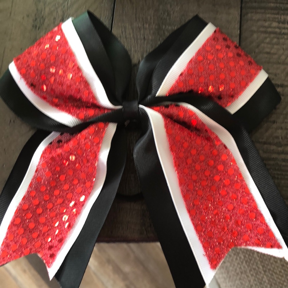 Red and Black Sequin Bow